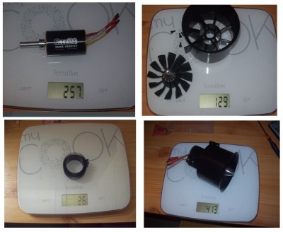 moteur Freewing 3658 - 1820kv avec une autre turbine Freewing 80mm - c'est finalement ce moteur qui sera monté